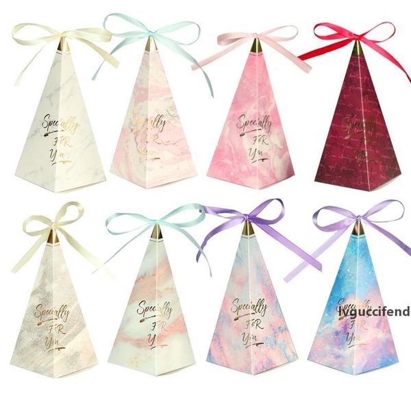 

triangle tower gift wrap candy box european marble pattern birthday wedding party decoration gift box 20pcs