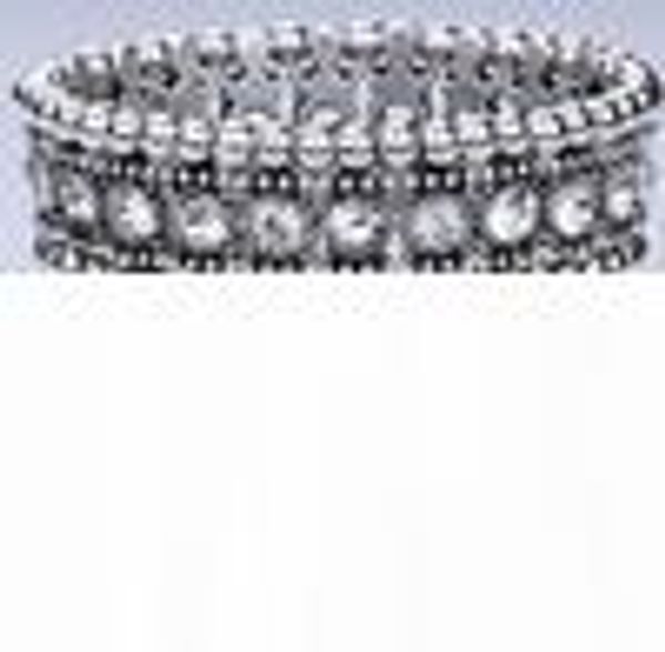 

1pcs luxury antique 1 row 2 row 3 row etc. antique silver clear crystal silver tone stretch bracelet, Black