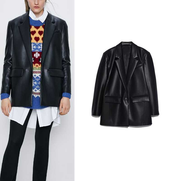 

traf 2020 new loose-fitting pu man-made leather ladies jacket jacket new coat coat women's leather suit, White;black