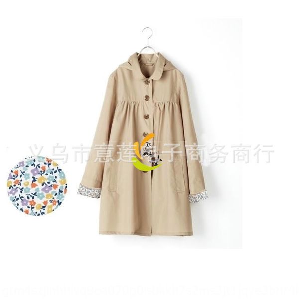 

kq9be cuff embroidered japanese style cute korean fashion outdoor personality female trench coat cloak windbreaker windbreaker raincoa, Black