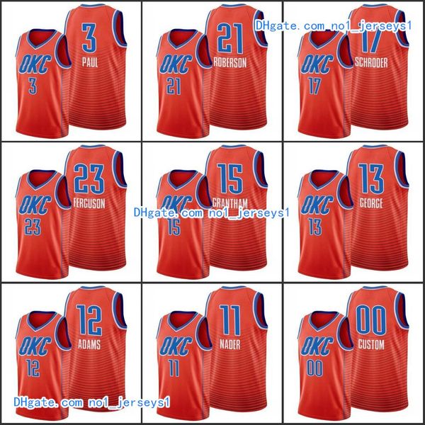 

oklahoma city thunder men shai gilgeous-alexander chris paul dennis schroder 2020 statement nba custom orange jersey, Black