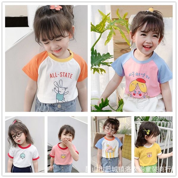 

straight 2020 t-shirt clothing new children's cartoon printed cotton short-sleeved t-shirt children's clothing two-piece set
