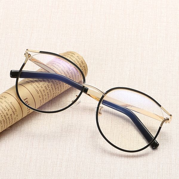 

1787 new plain mirror metal myopia hollow frame fashion glasses frame fashionable people can match myopia glasses, Silver