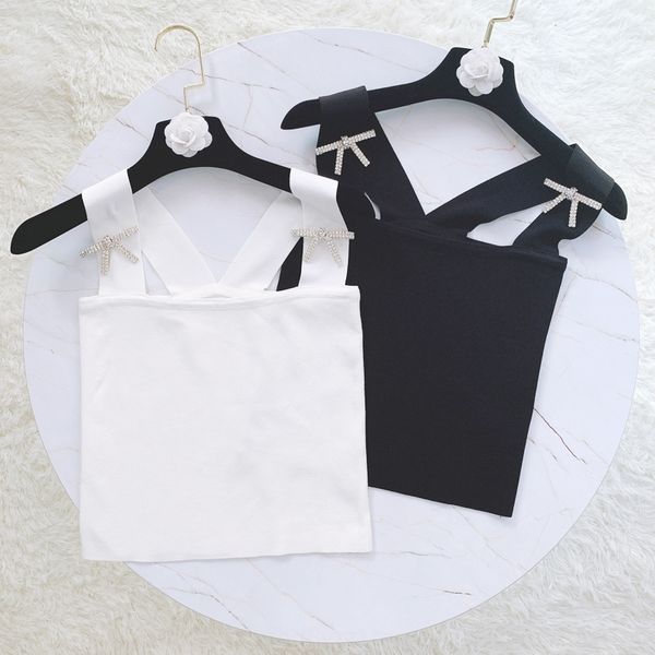 

2020 лето нового стиля изогнутого шарика лук декоративный вязаный жилет подтяжка плотно бретель бабочка жилета для похудения stretch девочек, Camo