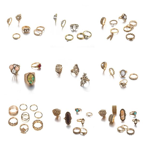 

designer earrings38 style bohemia vintage silver color rings for women men dolphin shell flowers wedding jewelry accessories gift 7069, Golden;silver