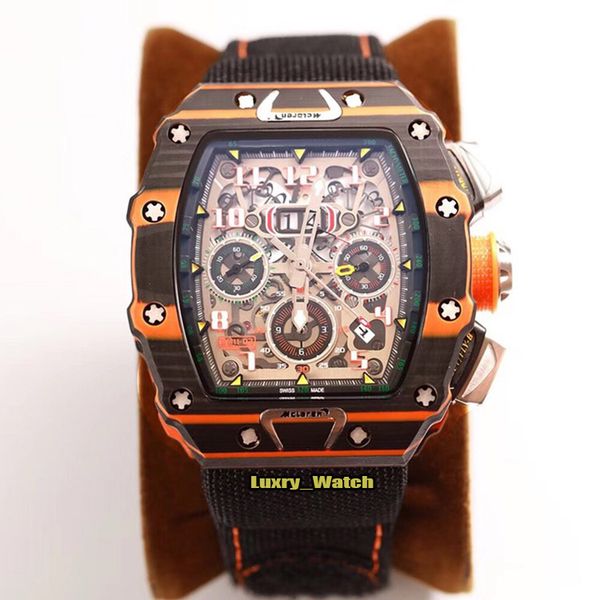 

mens designer watchesversion designer nylon watches rm11-03 mclaren ntpt carbon fiber case skeleton dial eta 7750 chronograp, Slivery;brown