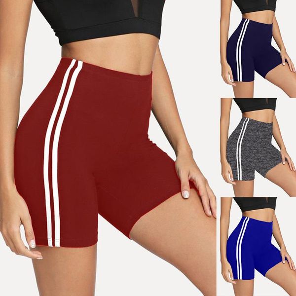 

women yoga fitness leggings shorts slimming seamless sport legging gym thin female sport high waist striped running shorts, White;red