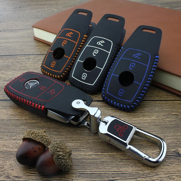

luckeasy car key cover for benz e200 e320 e300 e350 2016 2017 car key case leather holder e series key2s
