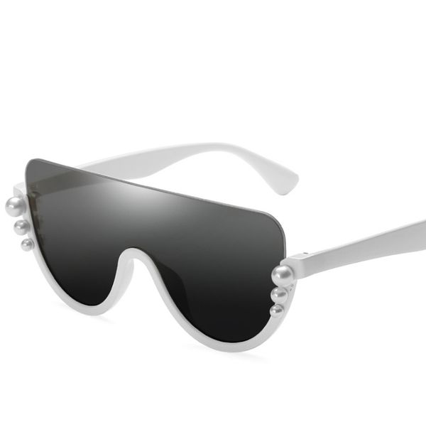 

2020 fashion semi-rimless retro women sunglasses plasticframe resin material lenses 1553 uv400 protection eyewear, White;black