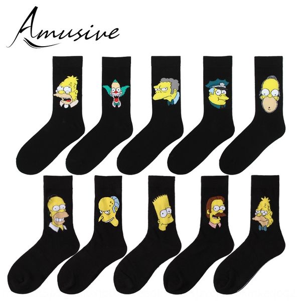 

couple medium tube fashionable personalized simpson cotton korean cute men's and women'scute korean socks skateboard socks, Pink;yellow