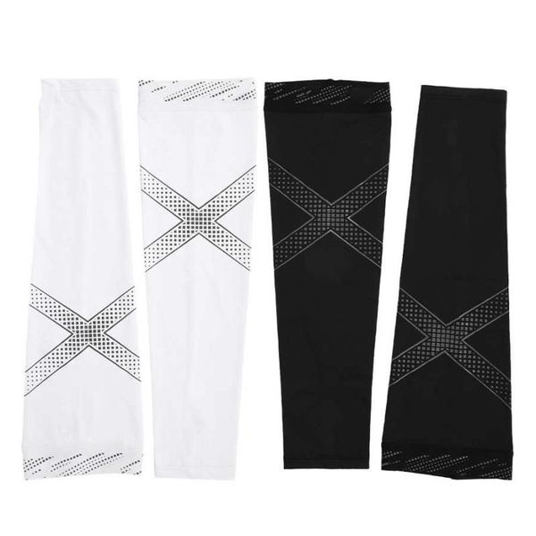 

1pair breathable quick dry uv protection running arm sleeves basketball elbow pad fitness armguards sport cycling arm warmers, Black;gray