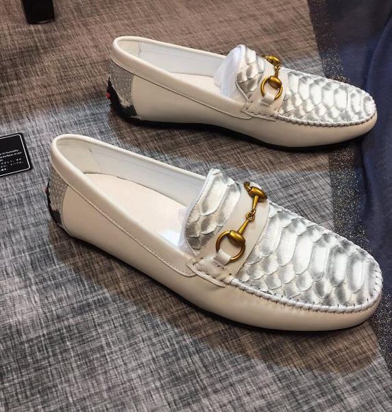 

new mens gommino loafers dress italian designer snakeskin office leisure leather shoes size 38-45, Black