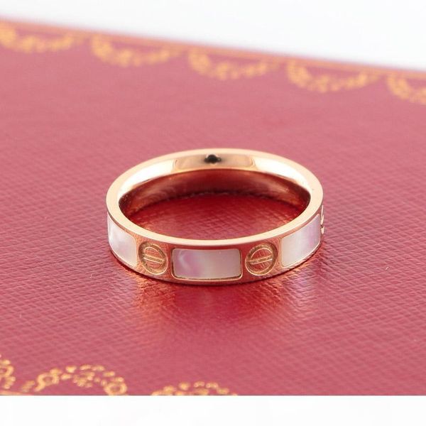 

k classic shell любовь кольца высокое качество изготовления 18k розовое золото кольца нежные кольца пара крефт титана стали алмазные, Silver