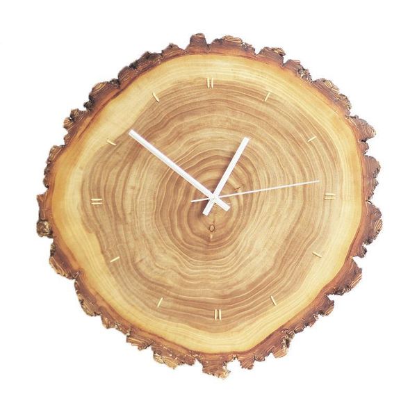 Massivholz Jährliche Ring Wanduhr Intarsien Kupfer Nordic Holz Uhren Retro Einfache Bewegung Zeiger Quarz Wohnzimmer
