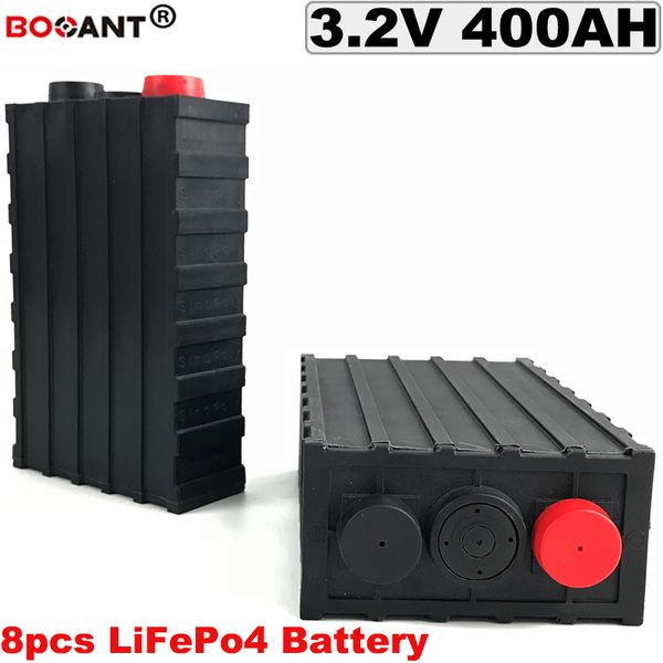 8pcs / lot 24V 400Ah recarregável LiFePo4 bateria para bicicleta elétrica, Armazenamento de Energia Solar DIY lítio 12V 3.2V 400Ah