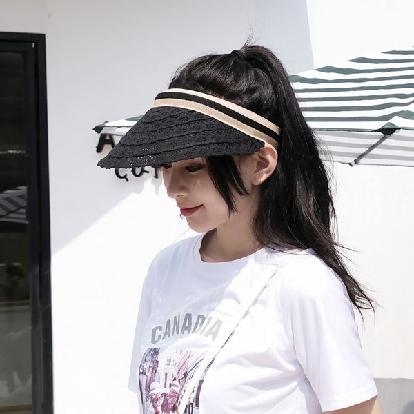 

cotton linen empty female summer holiday sun-proof elegant lace cap korean sunscreen lace sunscreen hat style all-match sun hat, Blue;gray