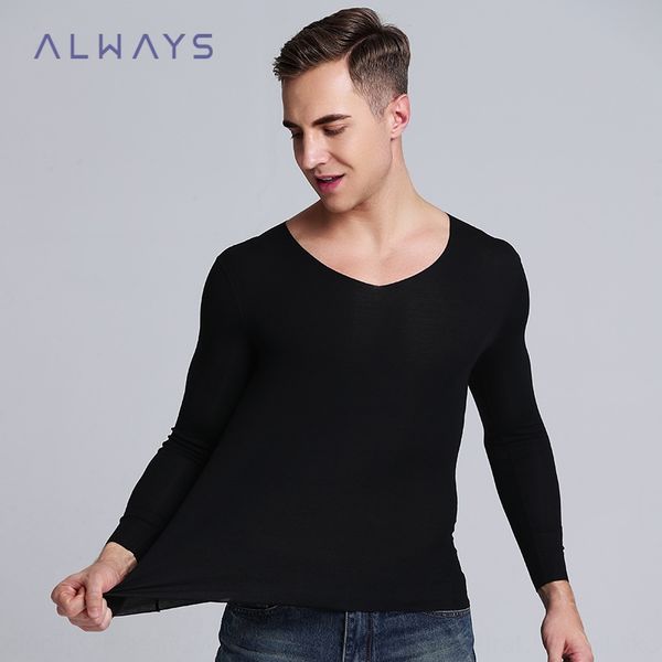 

2020 spring new base men's t- shirt casual cut long sleeve solid color t-shirt modal b0131, Black;white