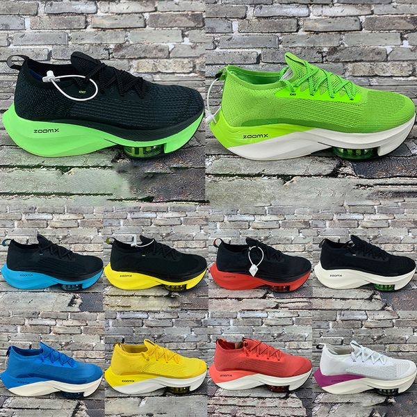 

new running shoes zoom alpha black electric green fly next% men women bred tour yellow racer blue white orange knit outdoor fashion sneakers