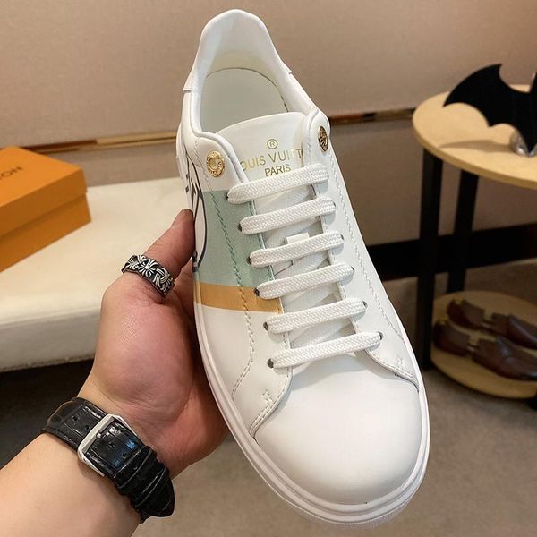 

2021-2020s new luxury design leather printed breathable sports shoes fashion wild mens casual shoes mens banquet shoes size :38, Black