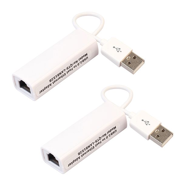 

2pcs usb 2.0 to fast ethernet 10/100 rj45 network lan adapter card dongle