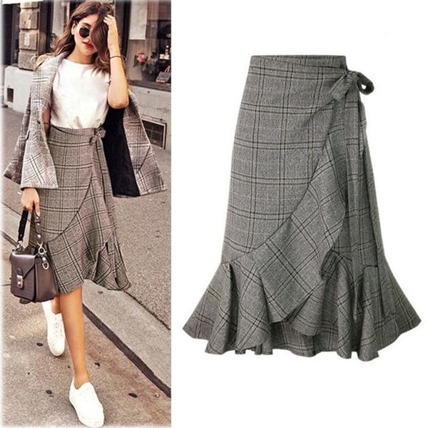 

38 skirt summer female 2020 women casual simple fashion high elastic waist plaid lady long pleated skirt, Black