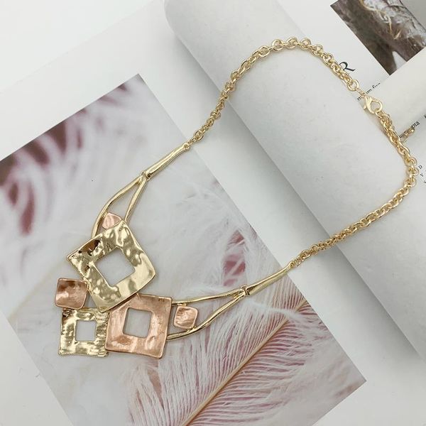 

new arrival alloy choker necklaces & pendants fashion irregularity quadrilateral jewelry woman gift summer style 2 colors, Silver