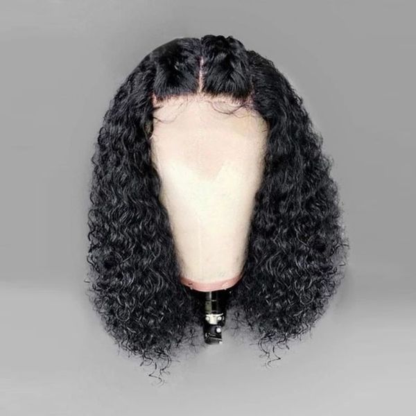 

360 lace frontal wig short curly bob wig lace front human hair wigs for women 13x4 150 density wig remy, Black