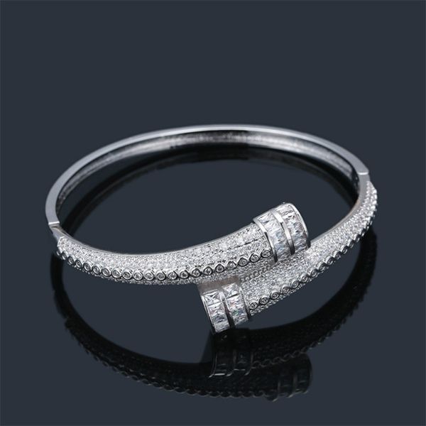 

two color electroplating fashion exaggeration micro inlay zircon adjustable bracelet personality geometric pattern, Black
