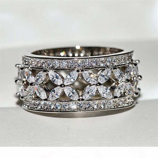 

k classical selling fashion jewelry 925 sterling silver marquise cut white z gemstones cz diamond party women wedding band ring, Slivery;golden