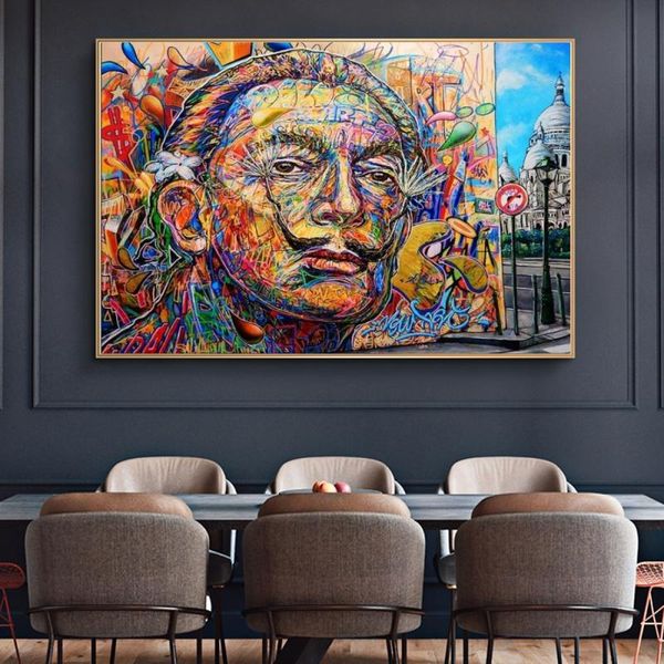 

Abstract Salvador Dali Portrait Oil Paintings on Canvas Street Wall Art Posters and Prints for Home Living Room Decoration
