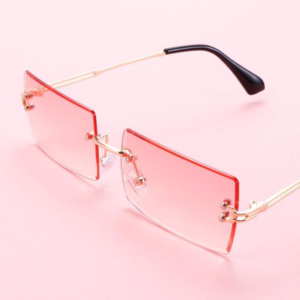 

colorful retro small rectangle sunglasses women rimless square sun glasses 2020 summer style female uv400, White;black