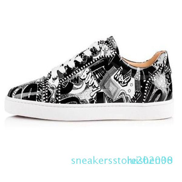 

designer shoes low cut flat spikes leather suede red bottoms for men designer sneakers red bottom fashion luxury designer women a30l30 s08, Black