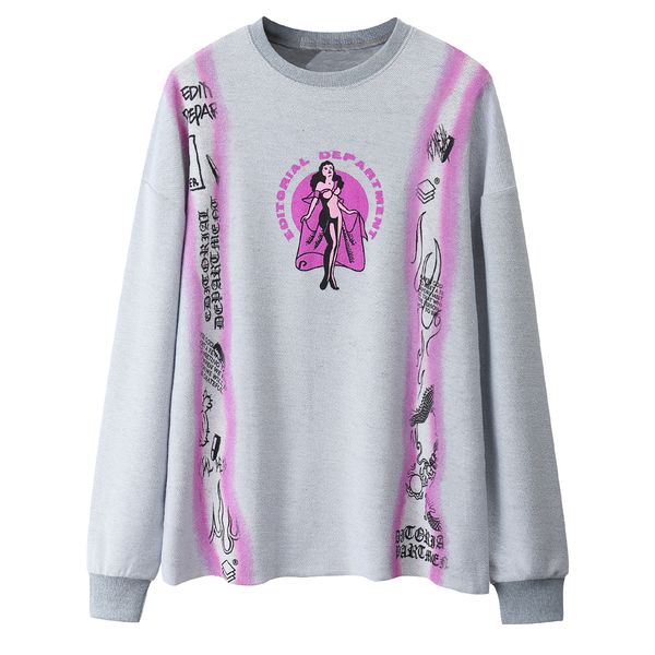 

hip hop t-shirt long sleeve patchwork t-shirt streetwear oversized tshirt cotton tees, White;black