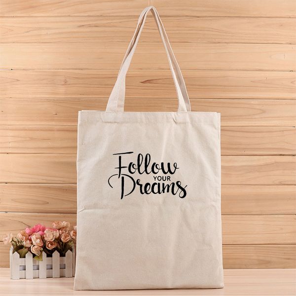 

fashion creative follow you dreams 3d digital printed girl and women canvas tote bag suits for shopping,gift,wedding, birthday or others