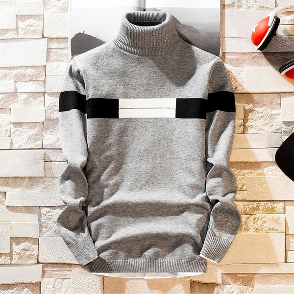 

new autumn new men's turtleneck sweaters pullover male solid color slim fit turtleneck sweater knitted pullovers -3xl, White;black