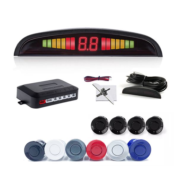 

car led parking sensor kit 4 sensors 22mm backlight display reverse backup radar monitor system 12v 6 colors