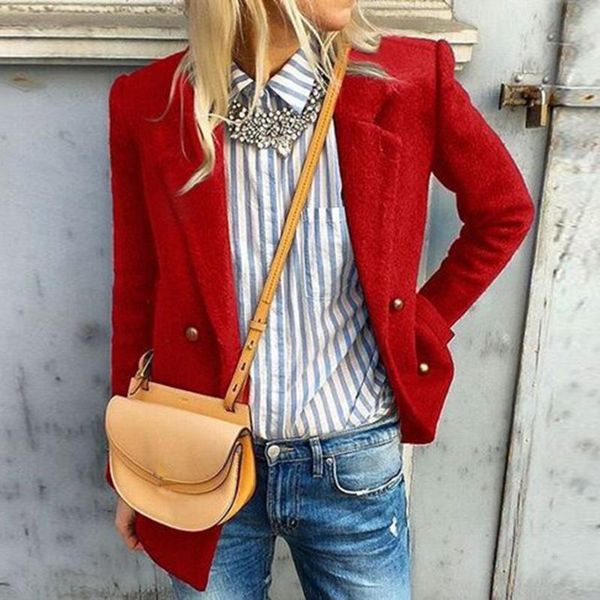 

new style winter coat women 3-colors slim button jacket fashion casual jacket suit 2020 femme streetwear ladies, Black;brown