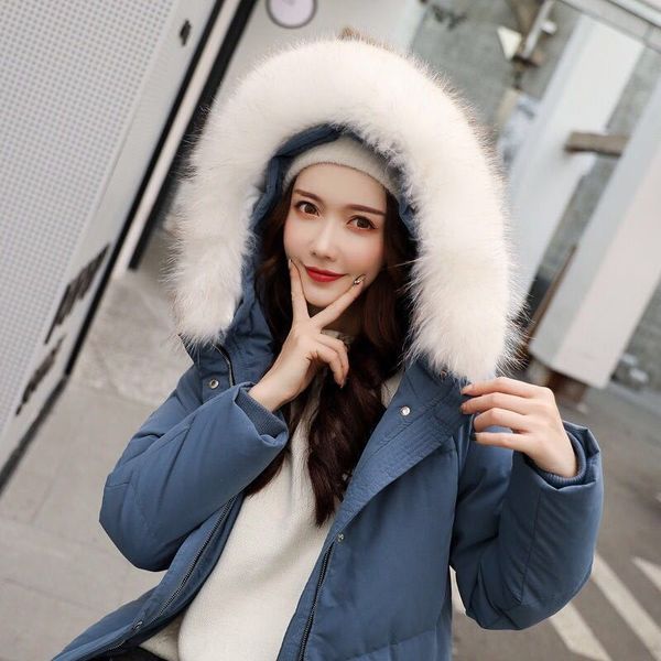

women's length 2020 new white duck down jacket down jacket coat korean version of the over-the-knee coat off season, Black
