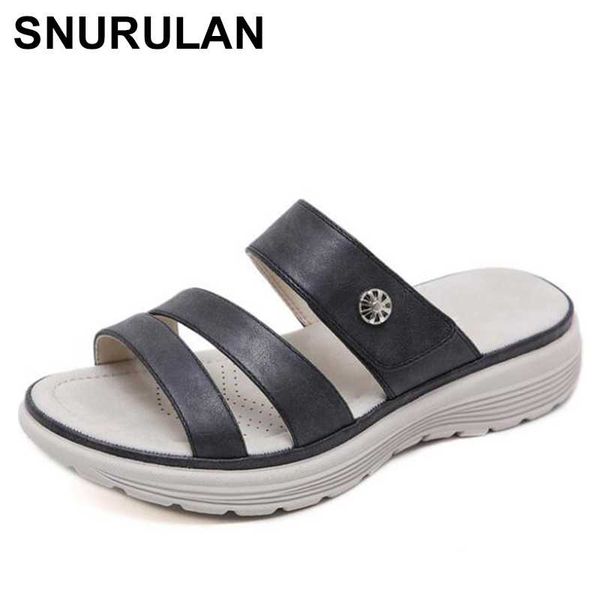 

snurulanwomen summer low heels flat shoes woman outdoor flatform soft light slippers slides sandalias mujer sapato feminino, Black