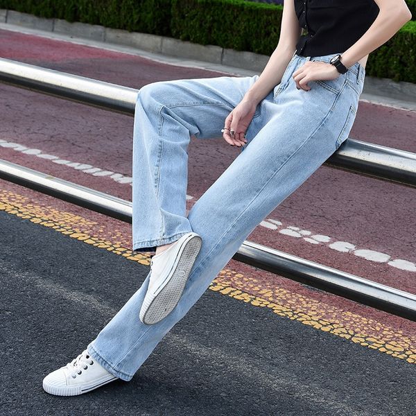 

internet celebrity and jeans large size 2020 new wide leg jeans women's wear student pants fat mm autumn fashionable pants, Blue