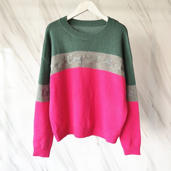 

727 2020 brand same style regular crew neck long sleeve kint sweater flora print sweater qian, White