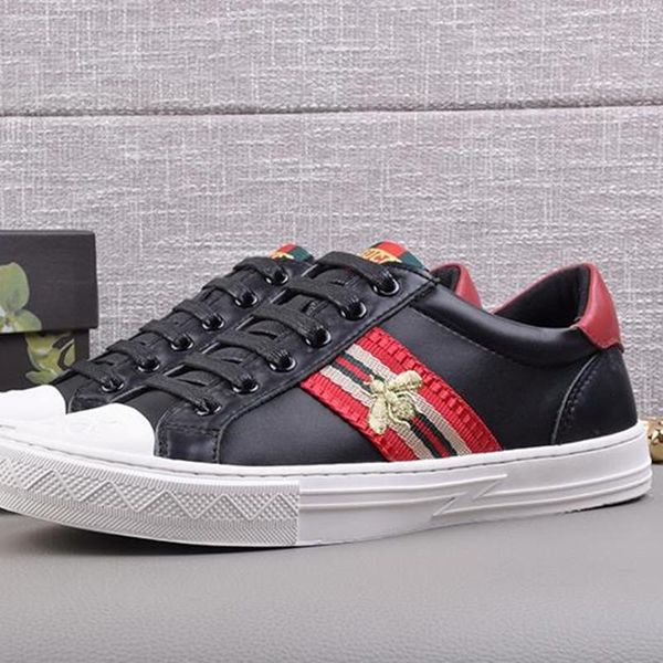 

luxury men 's ace embroidered sneaker mens sports shoes comfortable vintage low lace -up casual men shoes zapatos de lujo para hom, Black