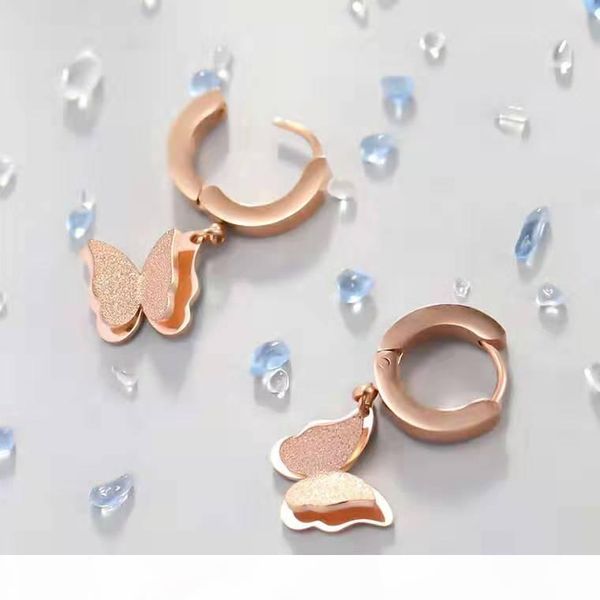 

r pretty fine rose gold titanium steel shiny double butterfly earrings jewellery women girls gift gift case, Silver