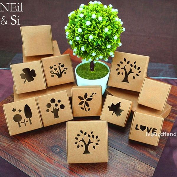 

kraft paper window candy box handmade gift box wedding favor gift candy package brown boxes ing