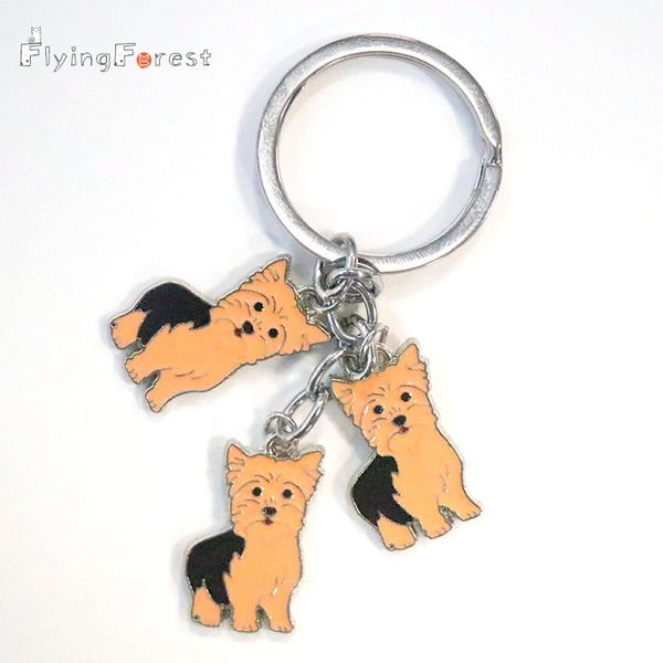 

key chain yorkshire terrier key buckle pet dogs alloy metal ring pom gift for women girl bag charm keychain pendant jewelry, Silver