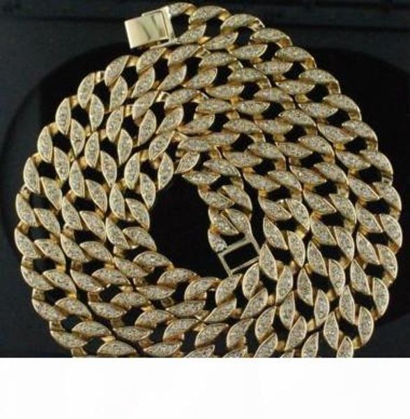 

fashion gold silver plated finish iced out hip hop men miami cuban chain link necklace jewelry for gifts