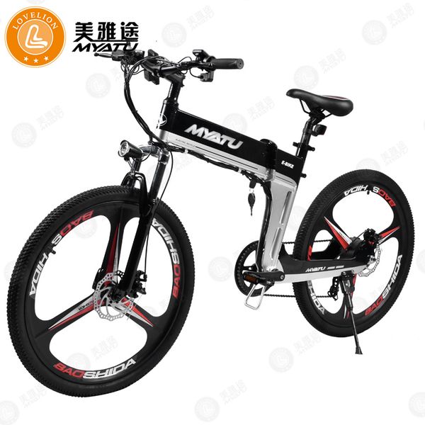 

myatu] 26 inch fat tire folding electric bike beach snow bicycle ebike motor 500w electric moped electric mountain bicycles, Silver;blue