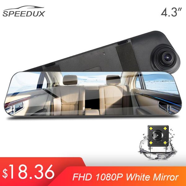 

4.3 inch car dvr recorder dash camera video rearview mirror fhd 1080p video white mirror for auto registrator dual l