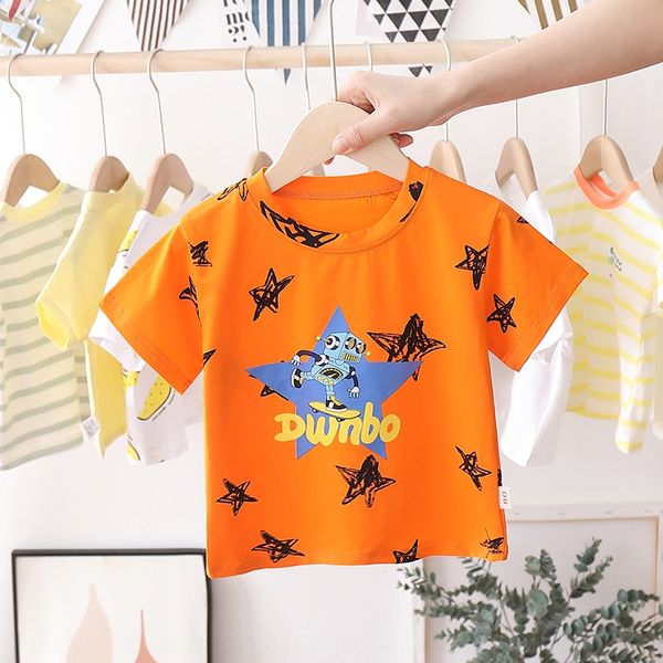 

hbhu8 boys' short-sleeve t-shirt fashionable babies' half-sleeve western-style children's 3 five-pointed stars coat t-shirt k, Blue
