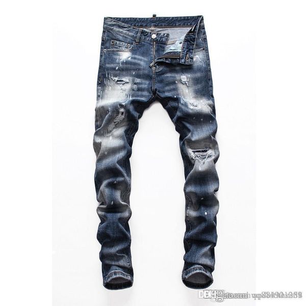 

brand mens skinny jeans embroidery pants fashion holes trousers italy luxury ripped biker skinny mens designer pants, Blue